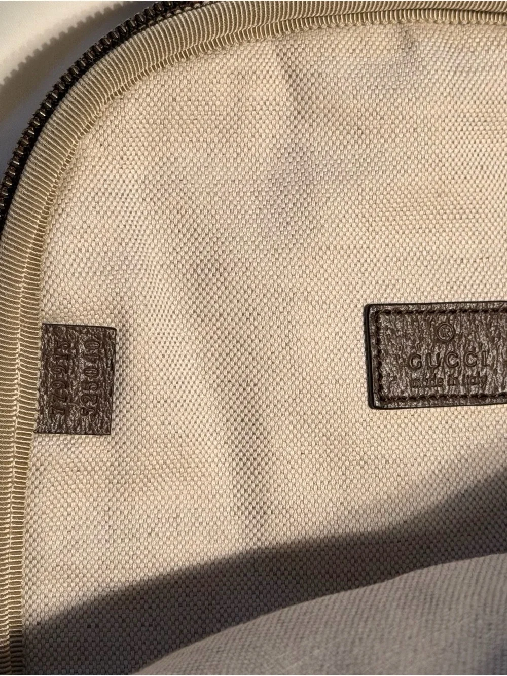 Gucci Beige GG Supreme Belt Bag with Red and Green Web Stripe